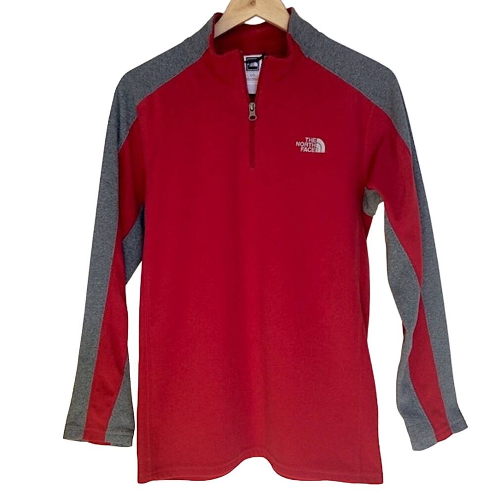 THE NORTH FACE Red Gray Fleece Pullover Youth XL